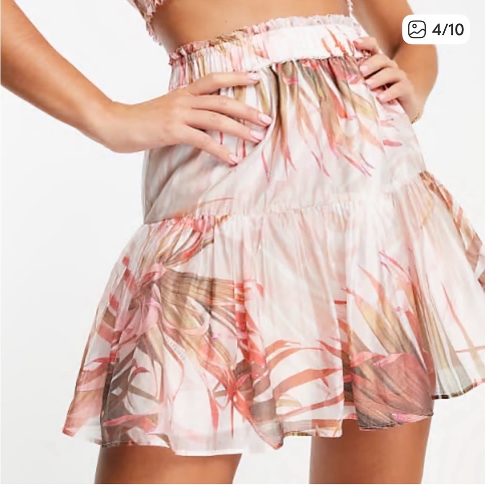 All Saints Mae Luar Floral Ruffle Mini Skirt